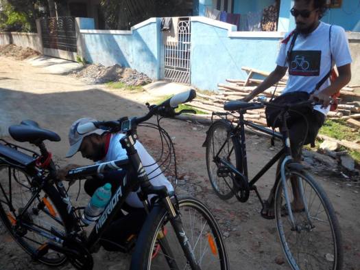 Rakesh and Sudharshan began the Ride for Gender Freedom on ECR at 3:30 p.m.